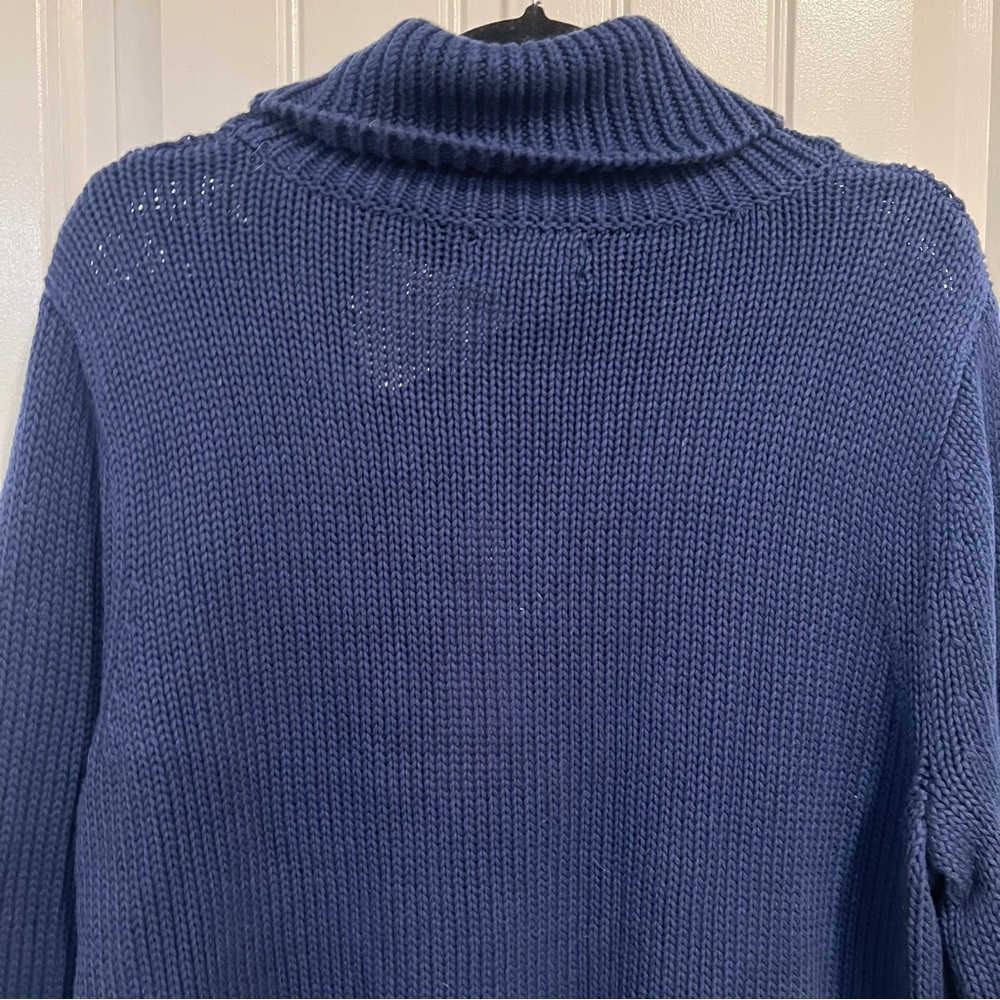 Lands’ End Navy Blue Drifter Cable Knit Turtleneck Sweater.‎ Size XL. NWT. - Picture 5 of 10